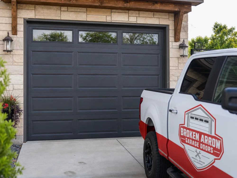 Sectional garage door aligned in its tracks with even jamb gaps and smooth roller travel