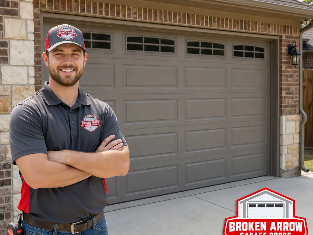 Sectional garage door closed with straight vertical tracks, seated rollers, and even alignment